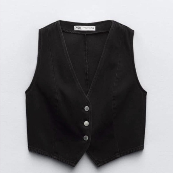 Zara Tops - Fitted Western Black Vest Zara